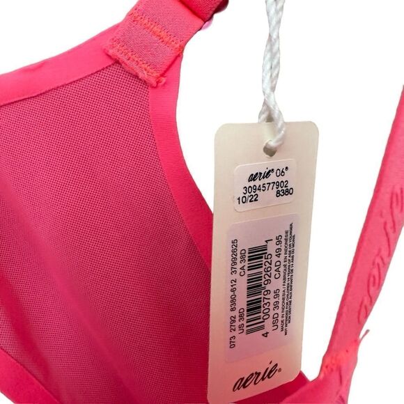 NWT Aerie 38D Smoothez Mesh Unlined Sheer Sexy Balconette Bright Pink Bra - Picture 6 of 10